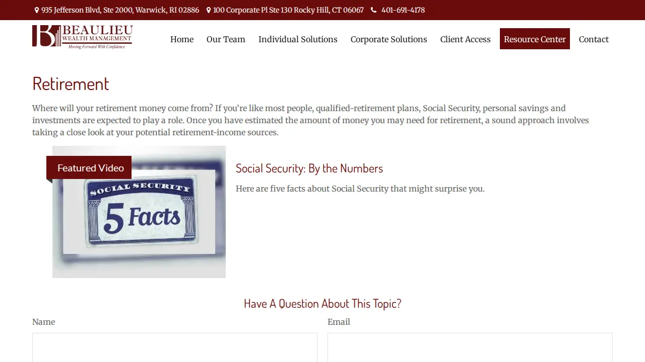 Beaulieu Wealth Management page