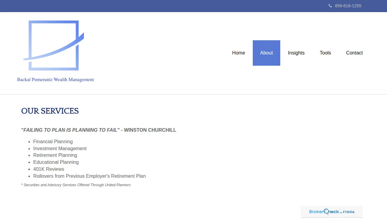 Backal Pomerantz Wealth Management page