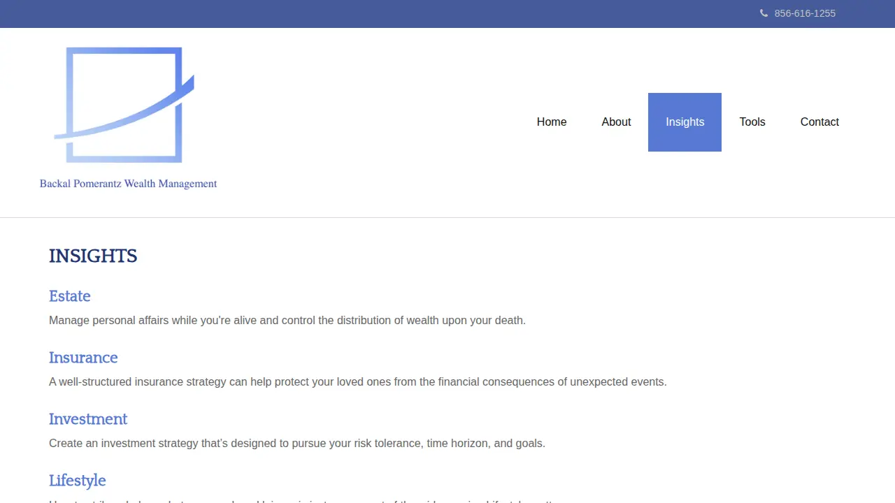 Backal Pomerantz Wealth Management page