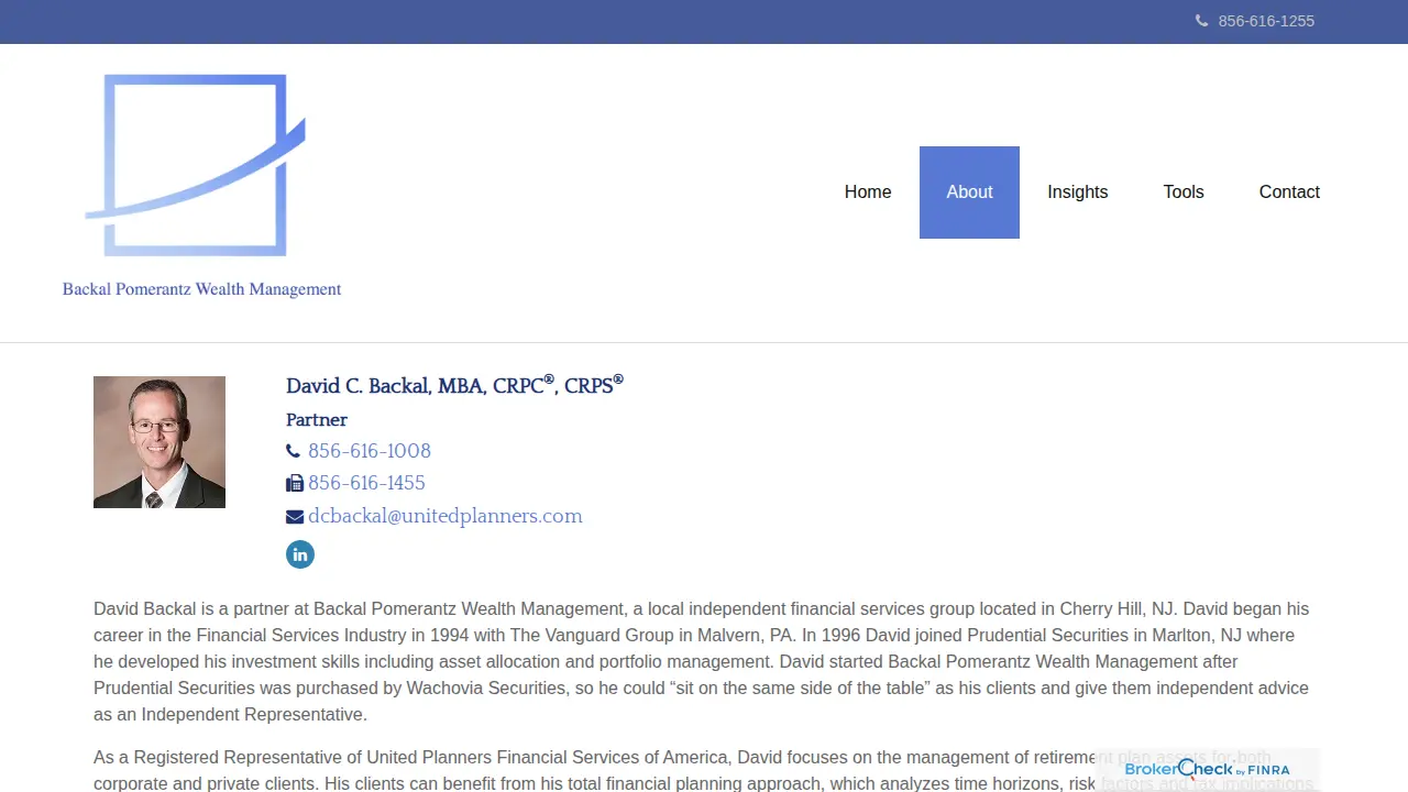 Backal Pomerantz Wealth Management page
