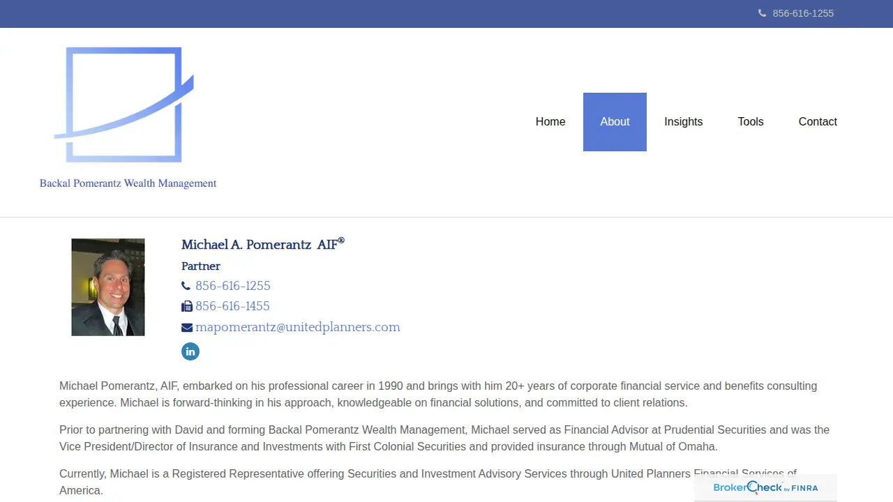 Backal Pomerantz Wealth Management page