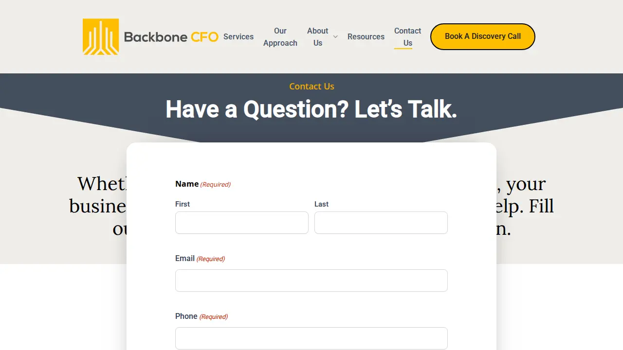 Backbone CFO page