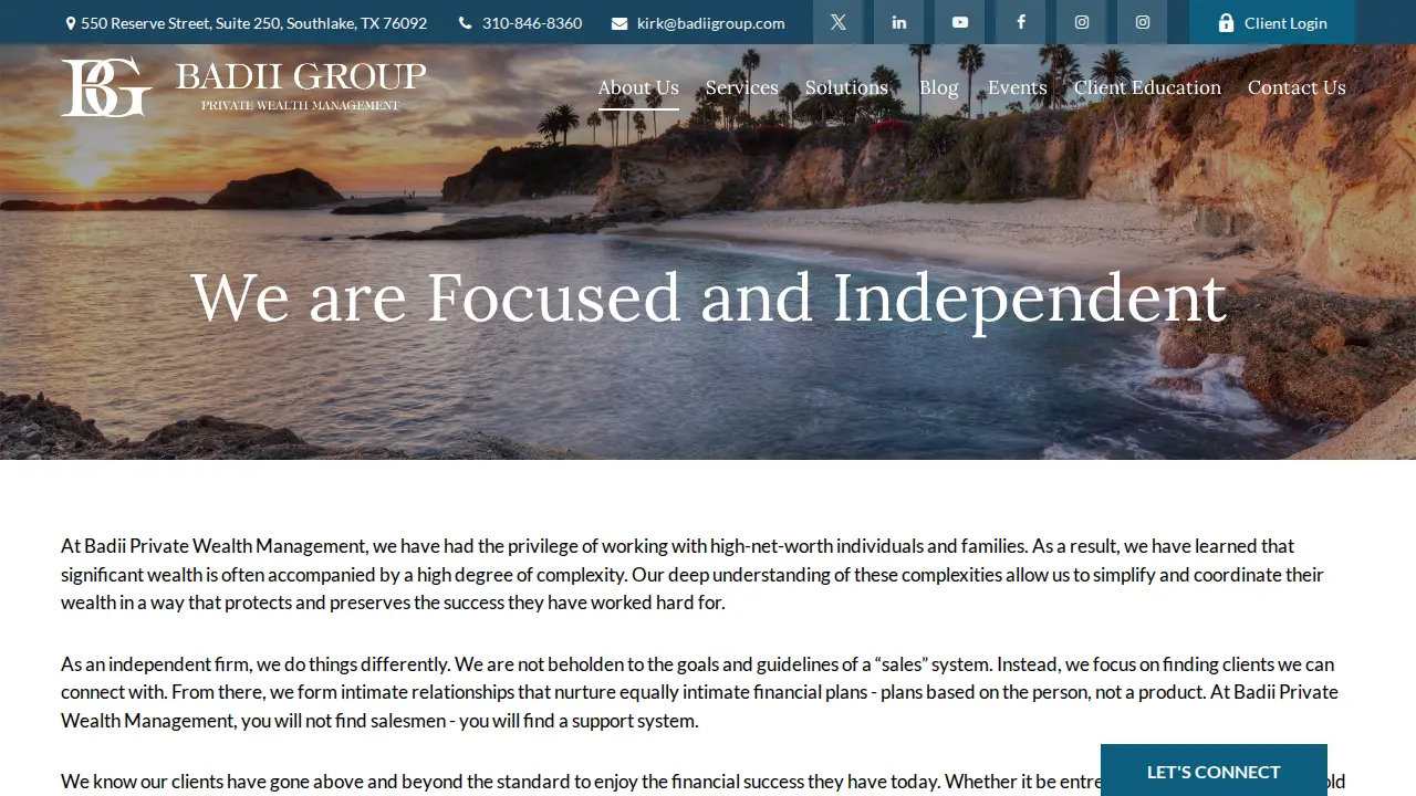 Badii Group Private Wealth Management page