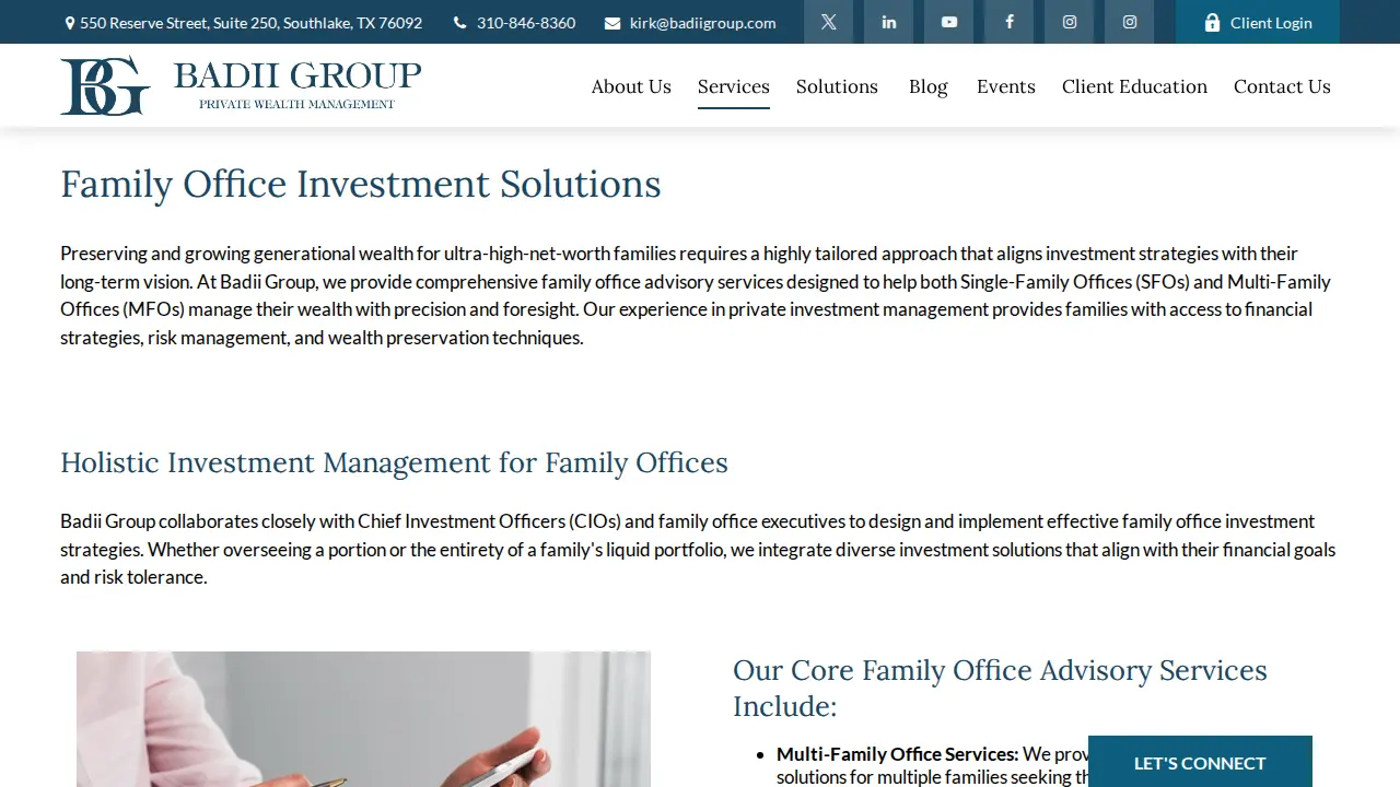 Badii Group Private Wealth Management page