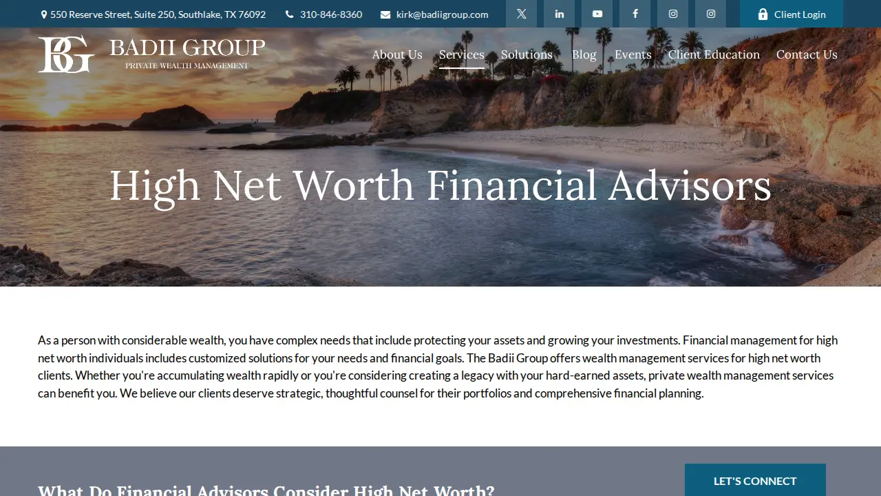Badii Group Private Wealth Management page