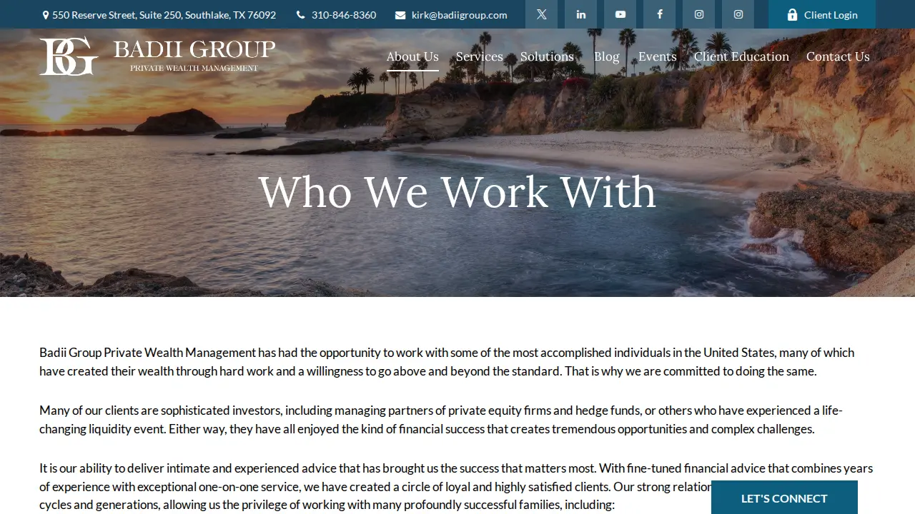 Badii Group Private Wealth Management page