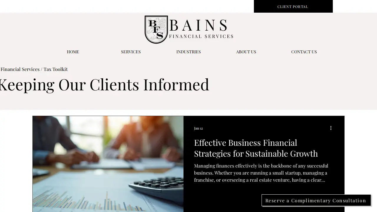 Bains Financial Services | CPA | Tax & Accounting page