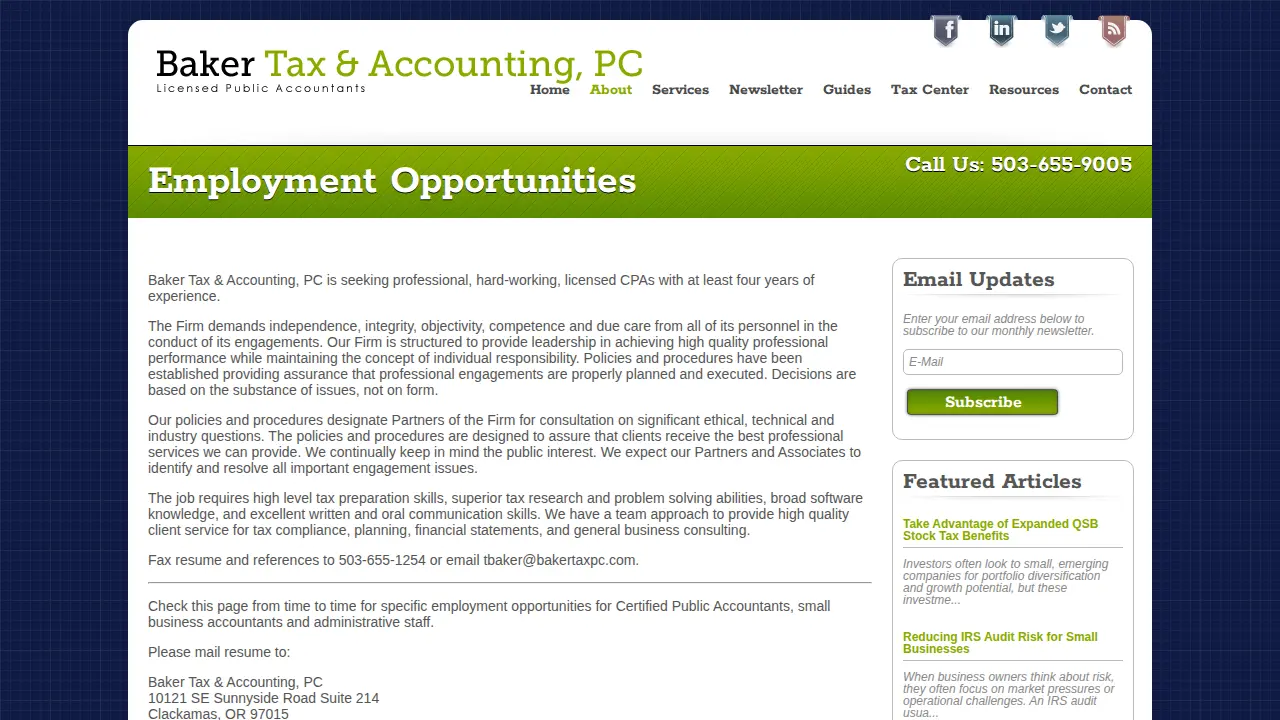 Baker Tax & Accounting, PC page
