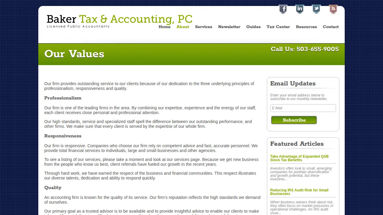 Baker Tax & Accounting, PC page