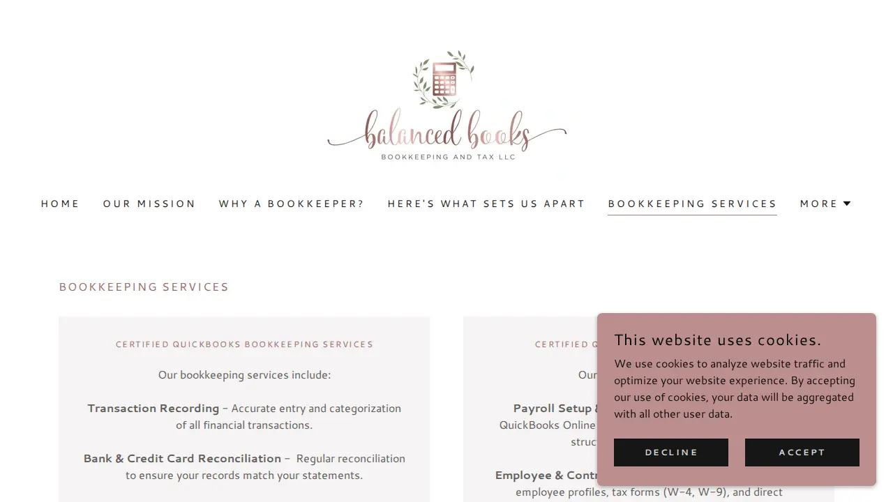 Balanced Books Bookkeeping and Tax LLC page