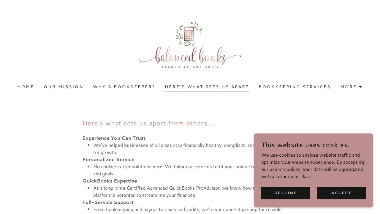 Balanced Books Bookkeeping and Tax LLC page
