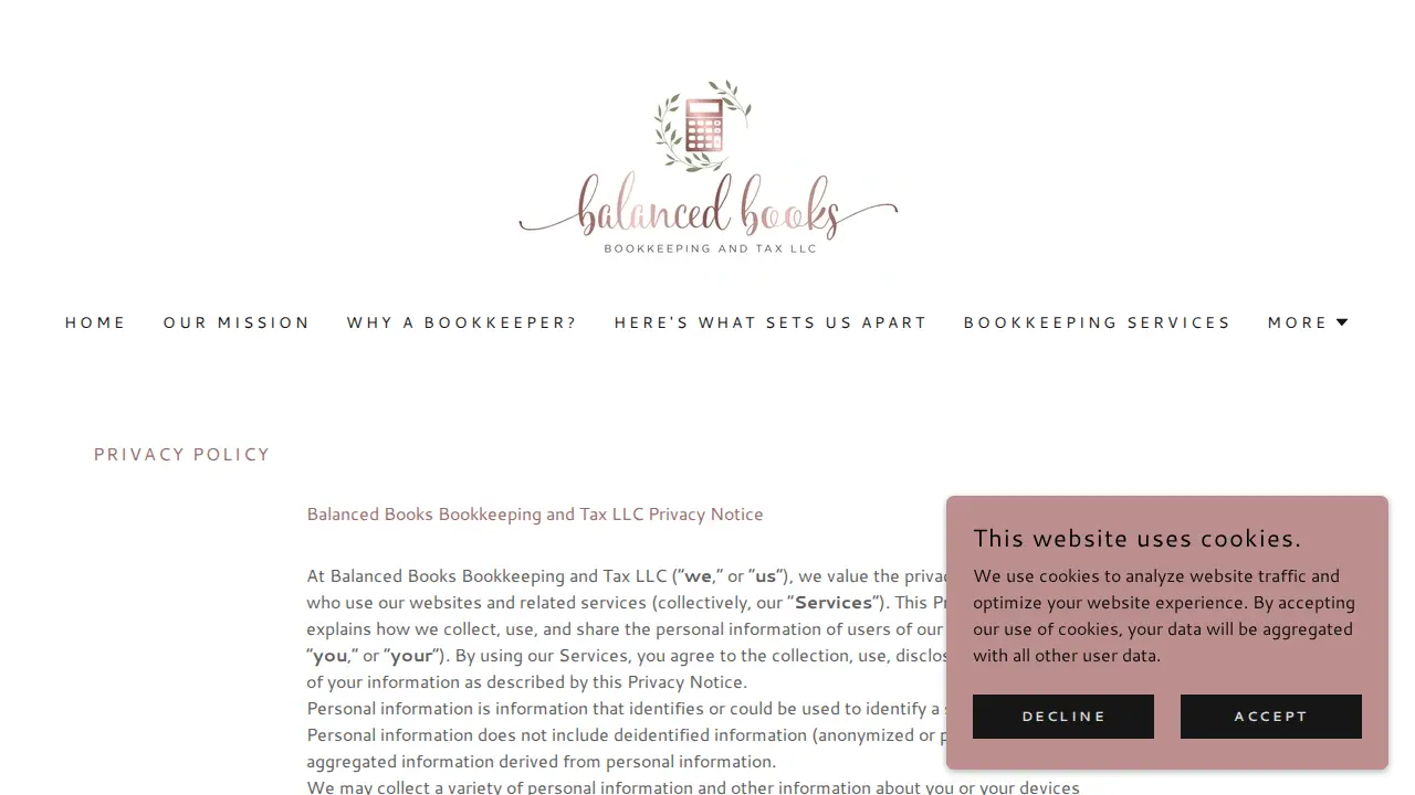 Balanced Books Bookkeeping and Tax LLC page