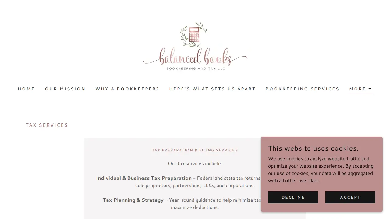 Balanced Books Bookkeeping and Tax LLC page