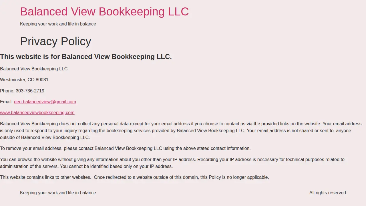 Balanced View Bookkeeping LLC page