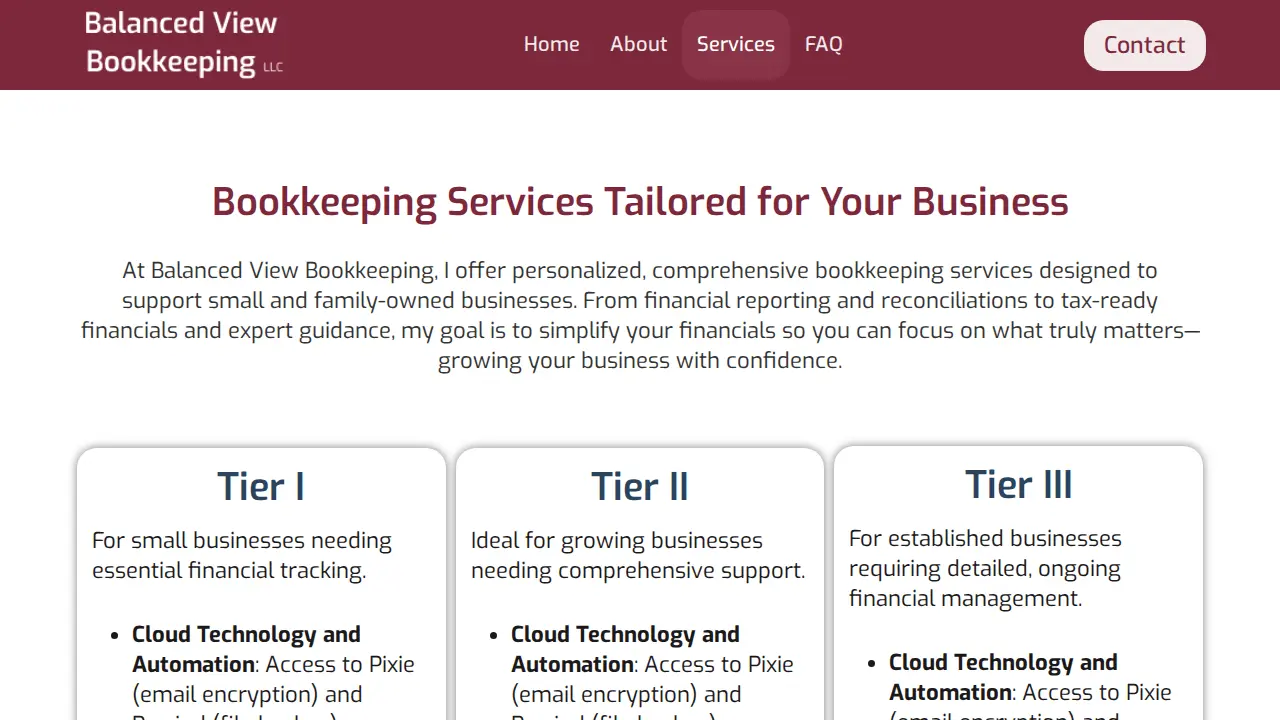 Balanced View Bookkeeping LLC page