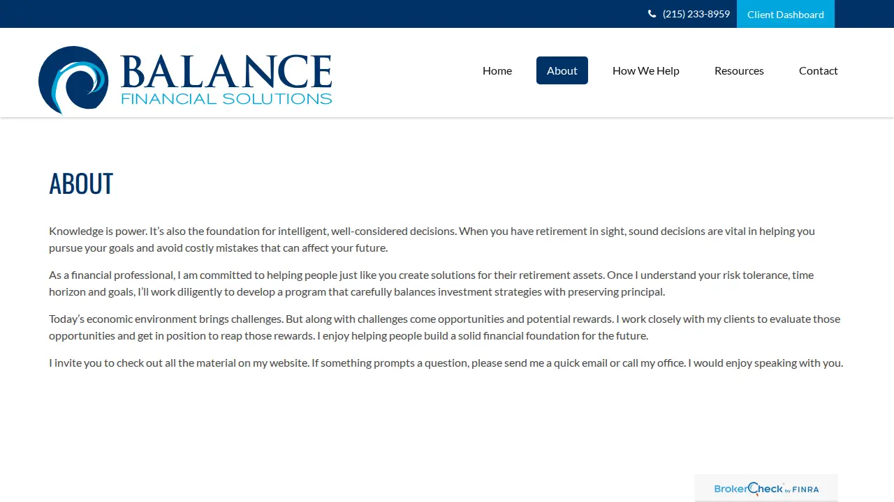 BALANCE FINANCIAL SOLUTIONS page