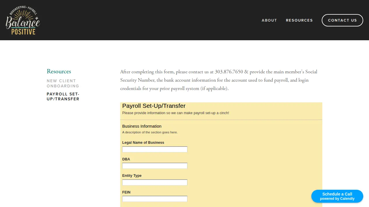 Balance Positive | Bookkeeping and Payroll page