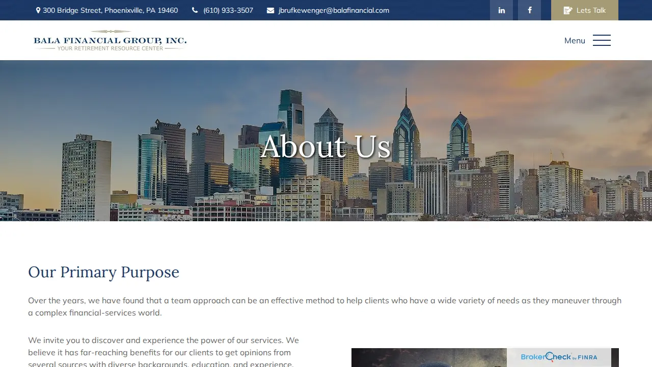 Bala Financial Group page