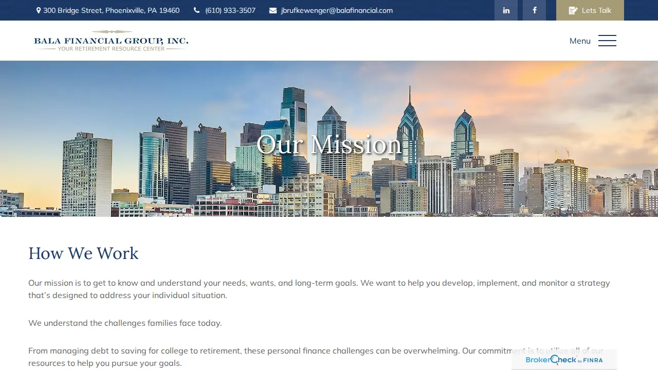 Bala Financial Group page