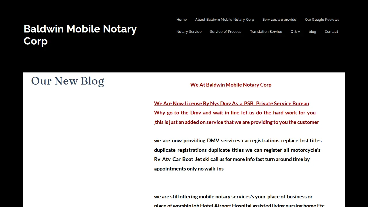 Baldwin Mobile Notary & Process server Corp page