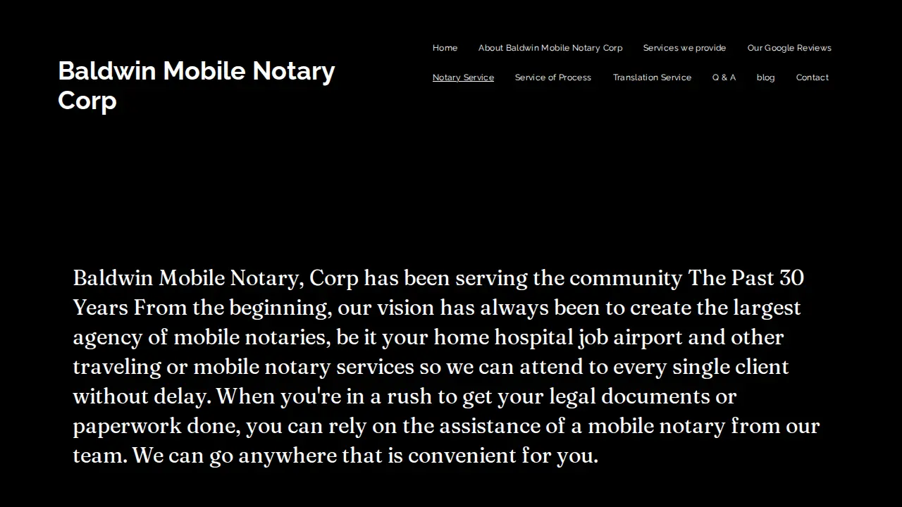 Baldwin Mobile Notary & Process server Corp page