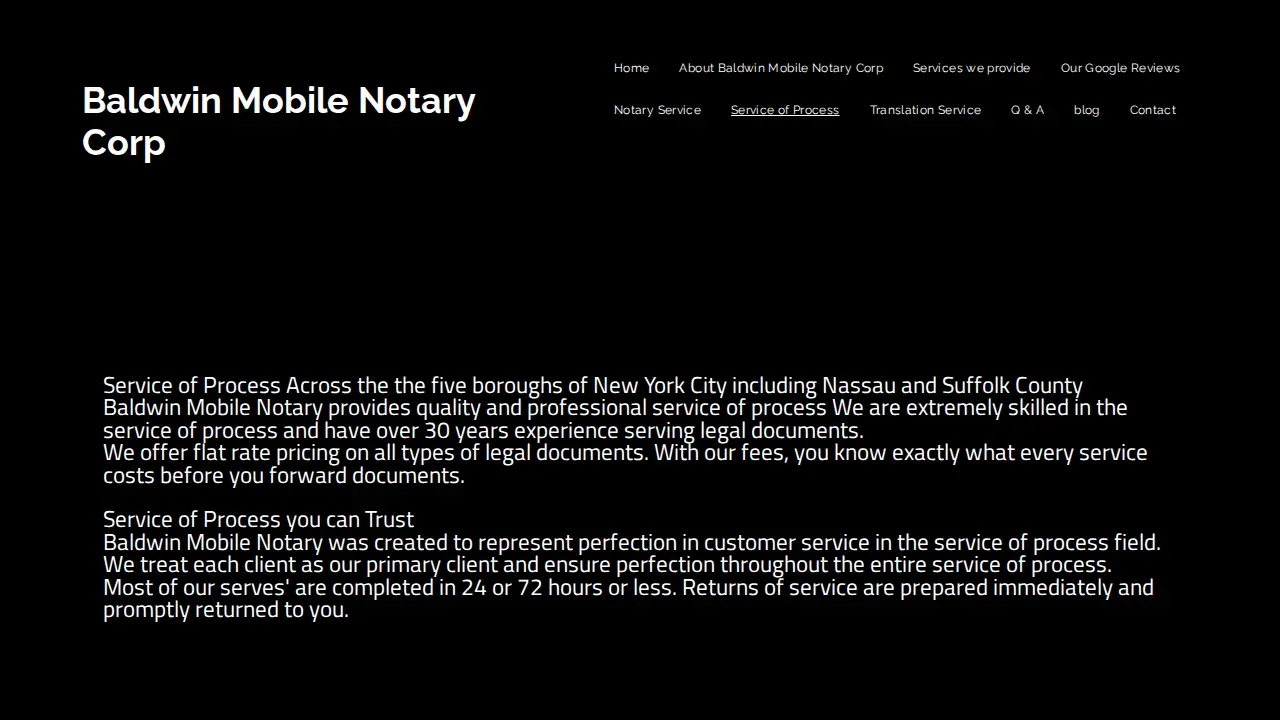 Baldwin Mobile Notary & Process server Corp page