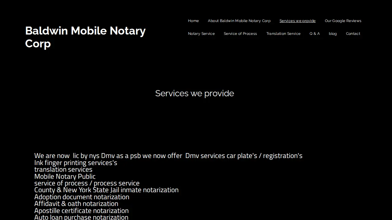 Baldwin Mobile Notary & Process server Corp page