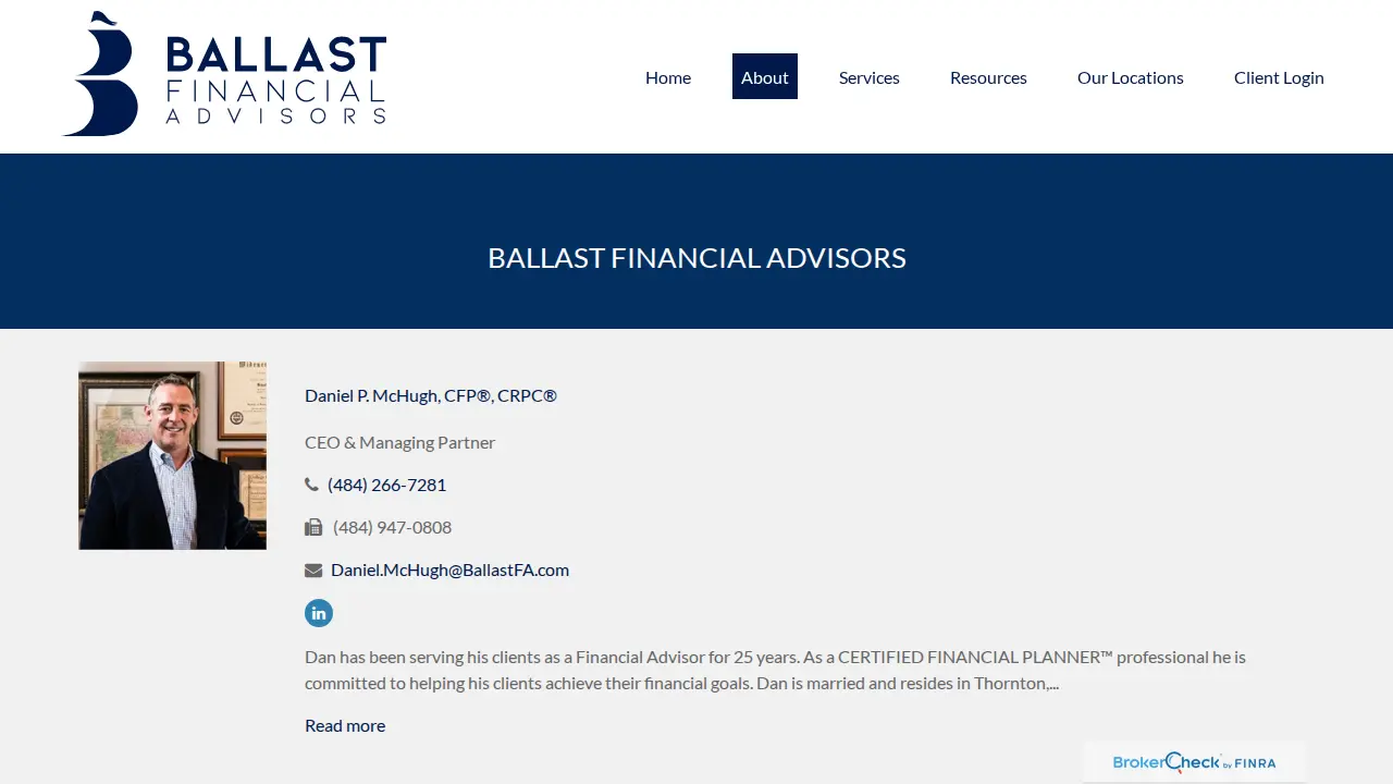 Ballast Financial Advisors page