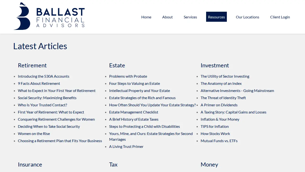 Ballast Financial Advisors page