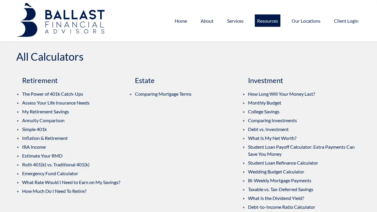 Ballast Financial Advisors page
