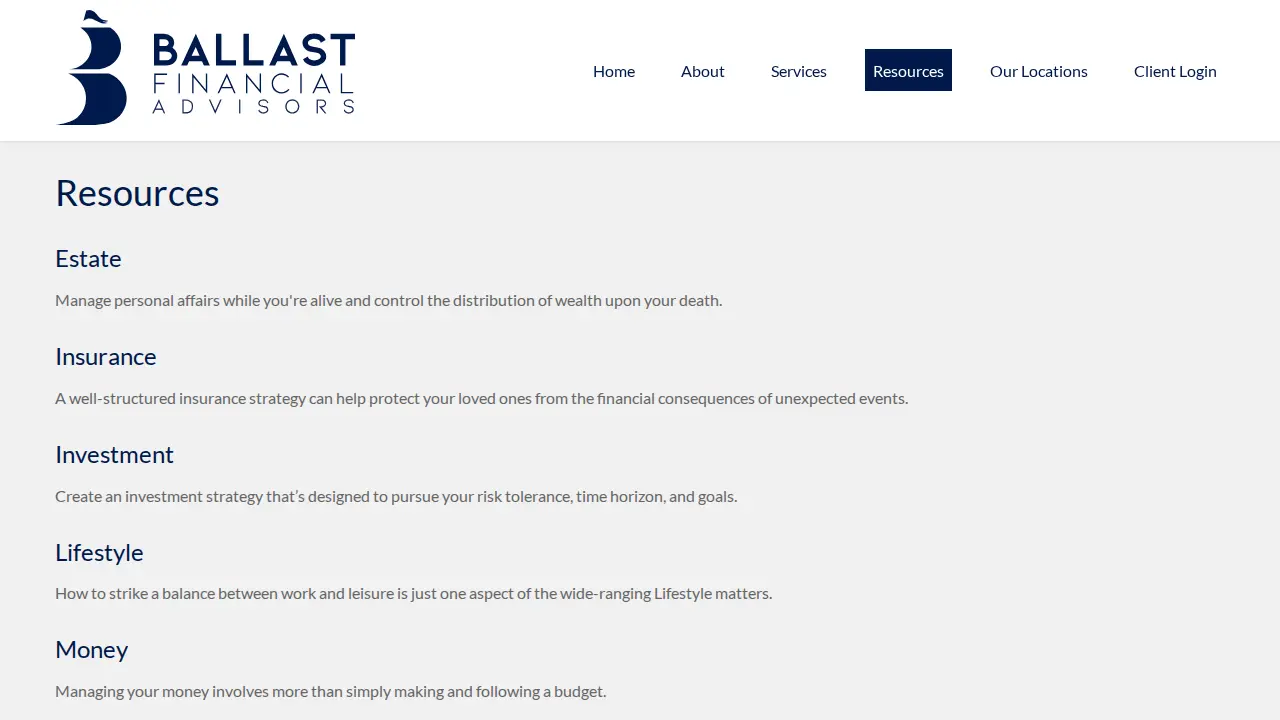 Ballast Financial Advisors page