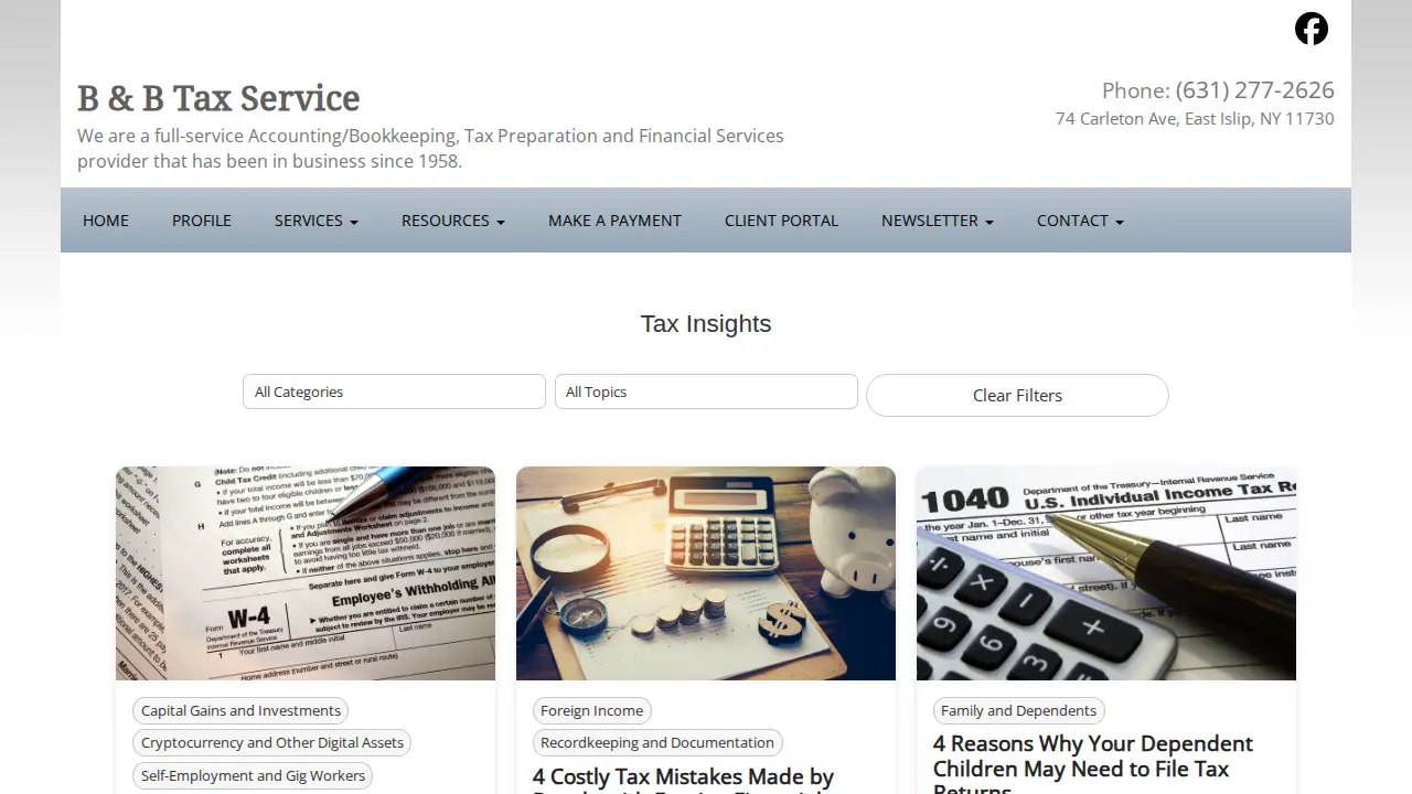 B & B Tax Services of Suffolk page
