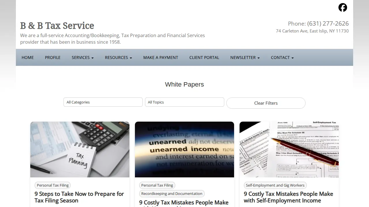 B & B Tax Services of Suffolk page