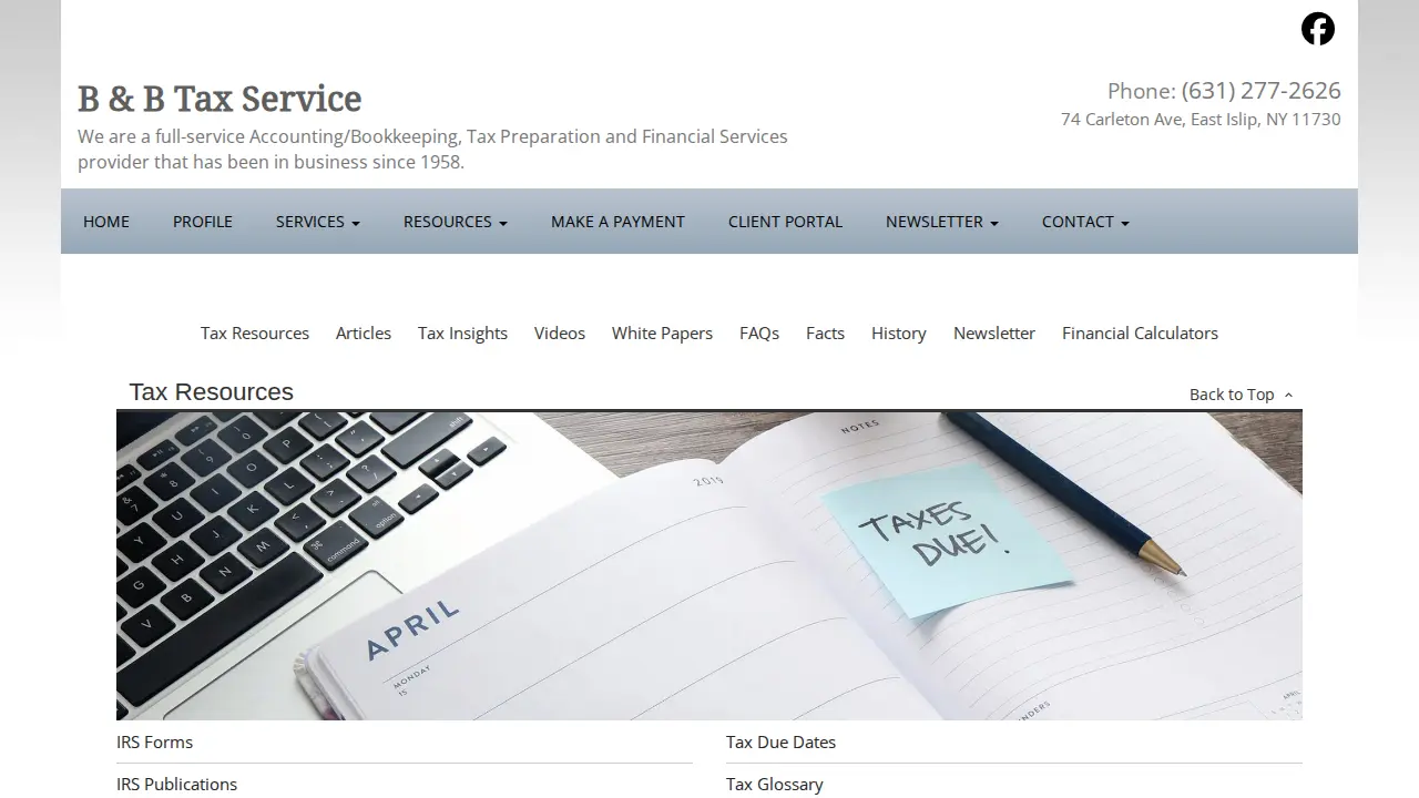 B & B Tax Services of Suffolk page