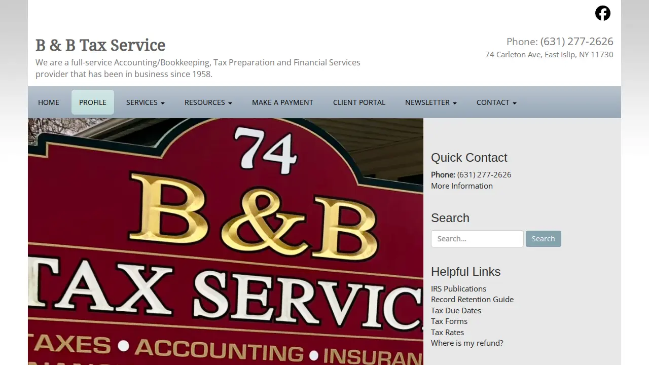 B & B Tax Services of Suffolk page
