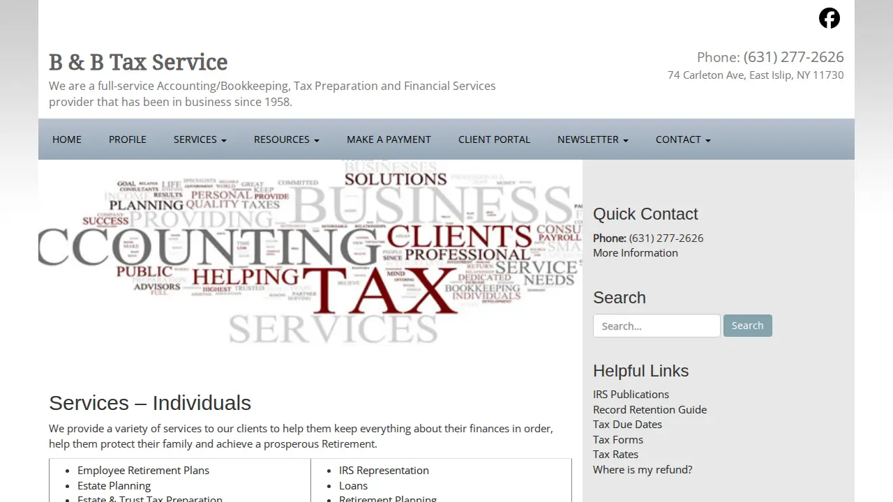 B & B Tax Services of Suffolk page