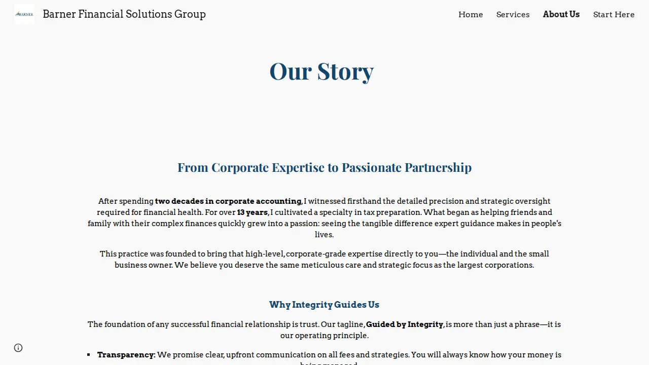Barner Financial Solutions Group page