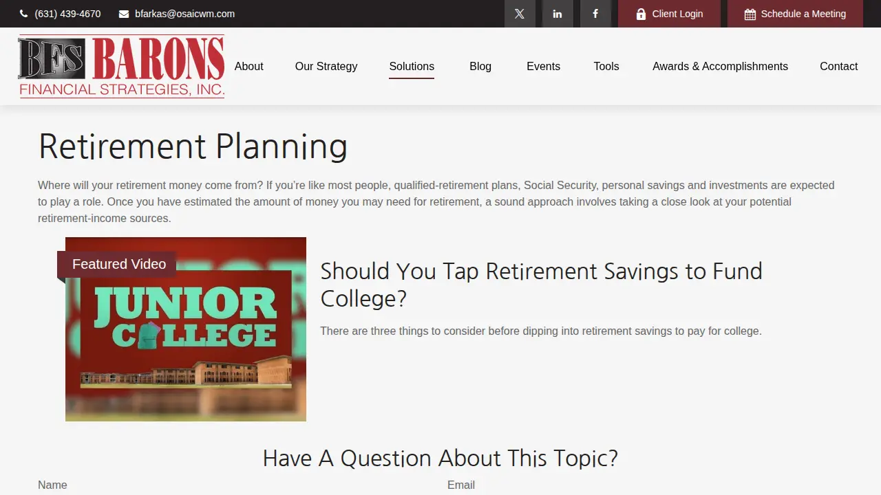 Barons Financial Strategies, Inc. page