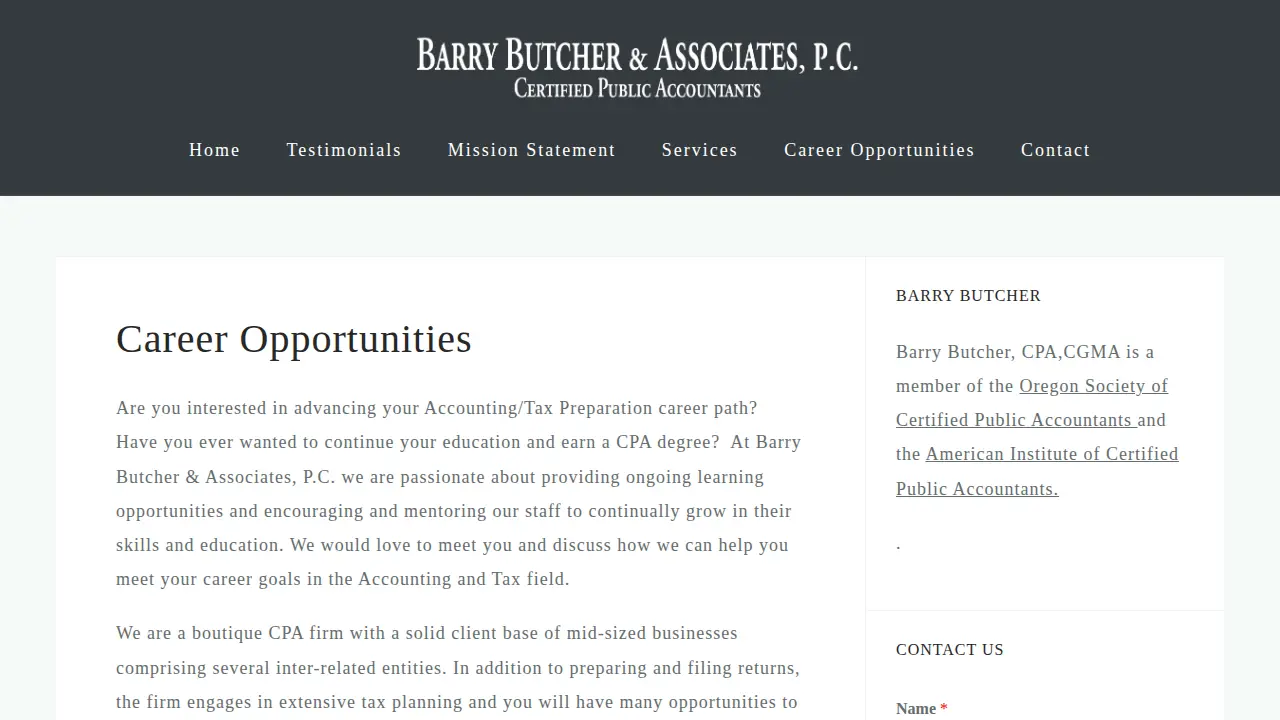 Barry Butcher & Associates page