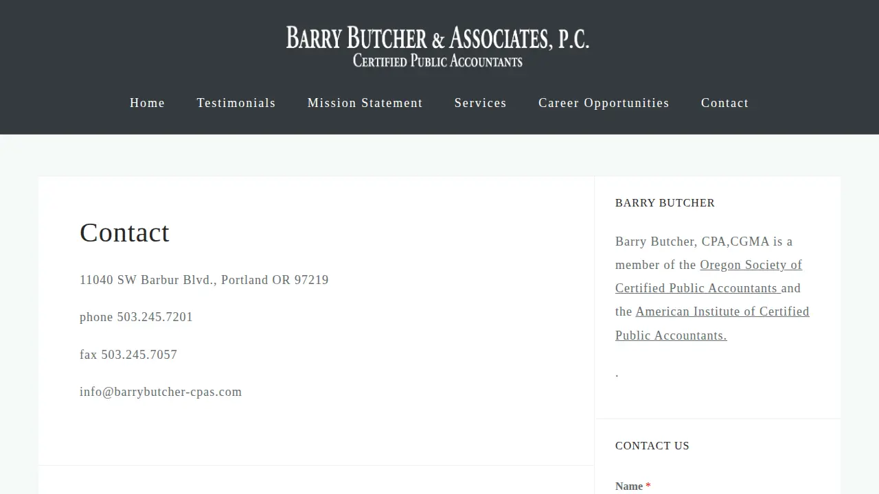 Barry Butcher & Associates page