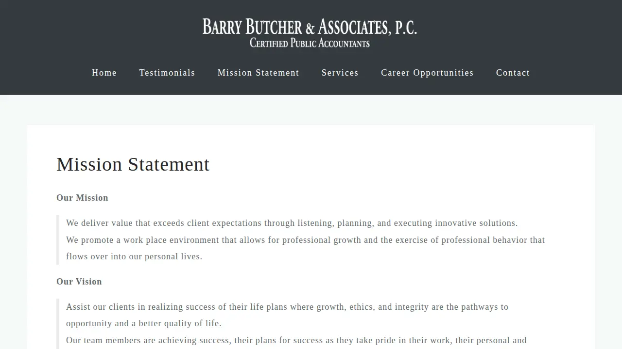 Barry Butcher & Associates page