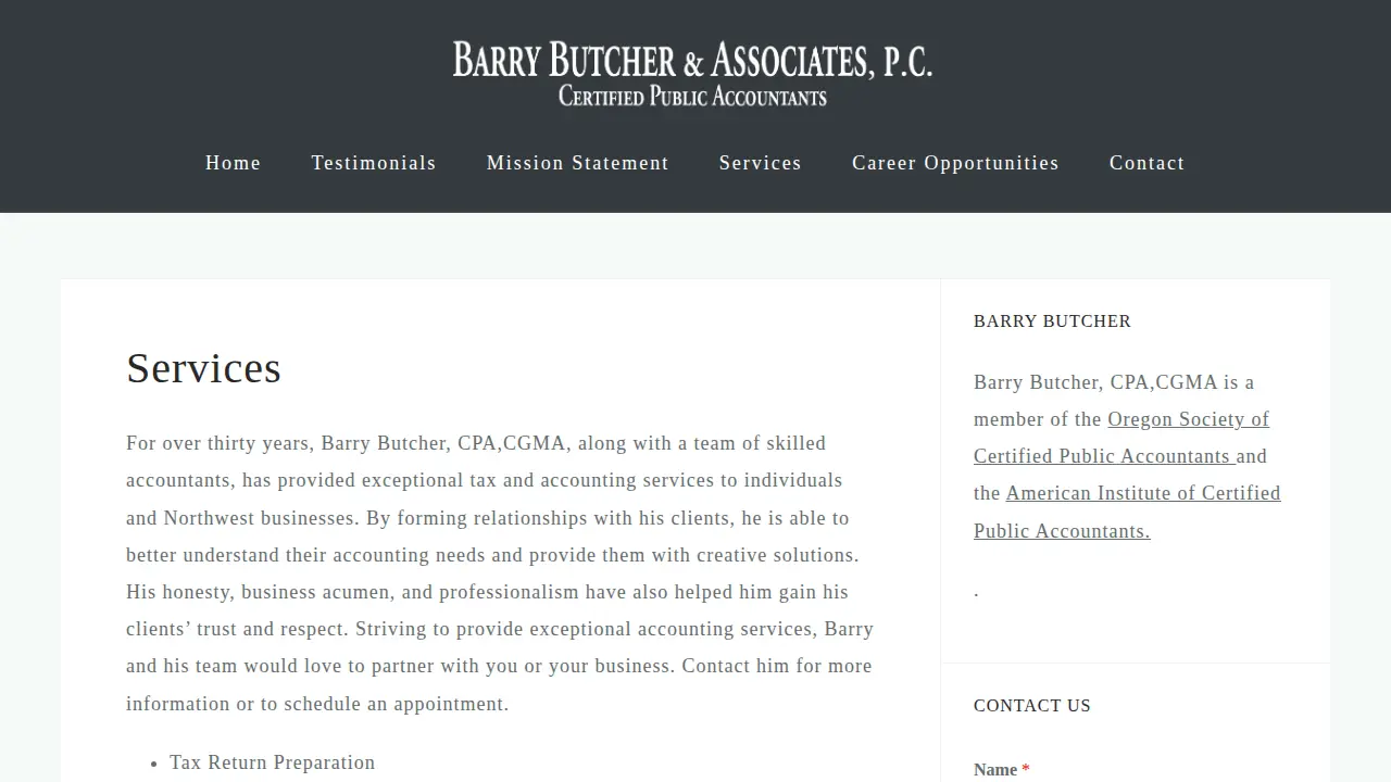 Barry Butcher & Associates page