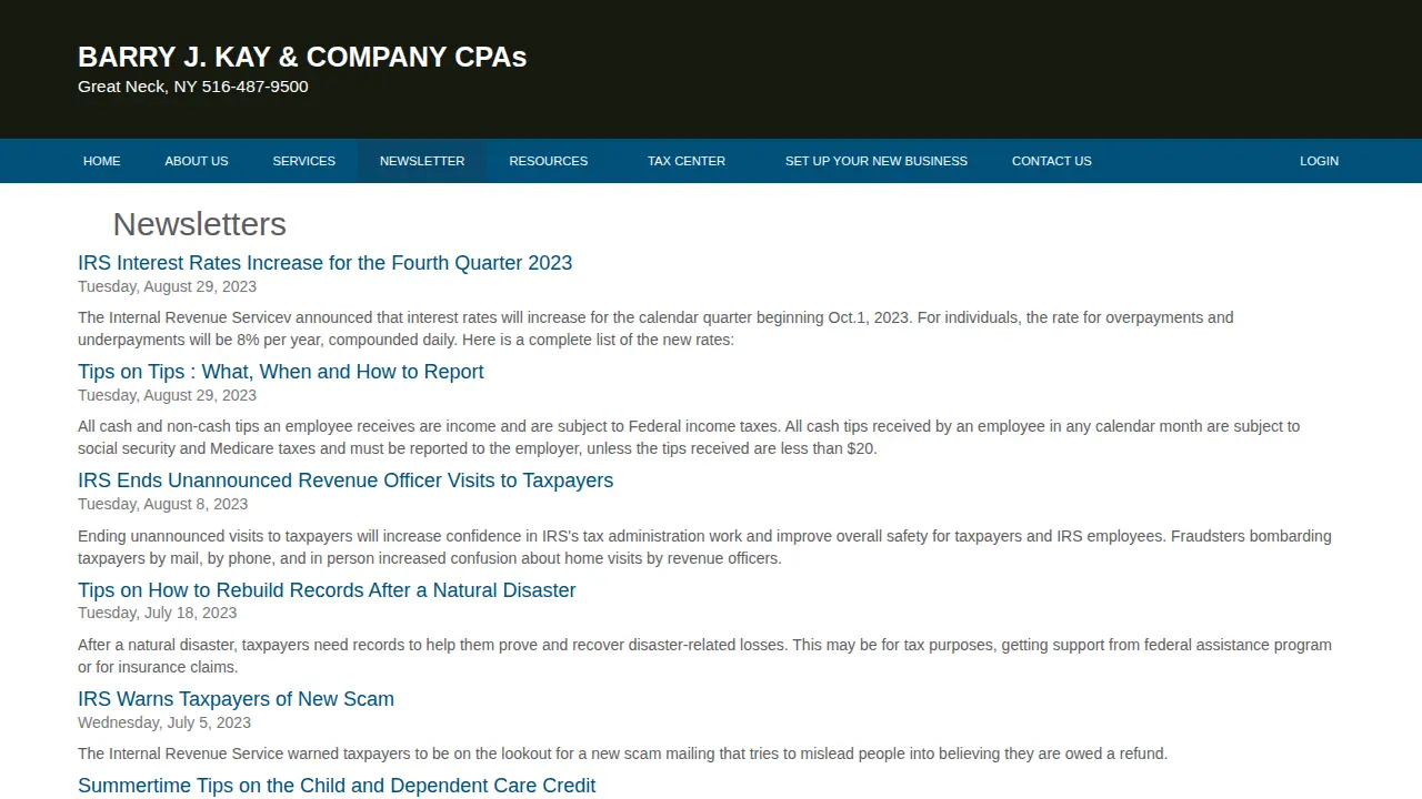 Barry J. Kay & Company, CPAs page