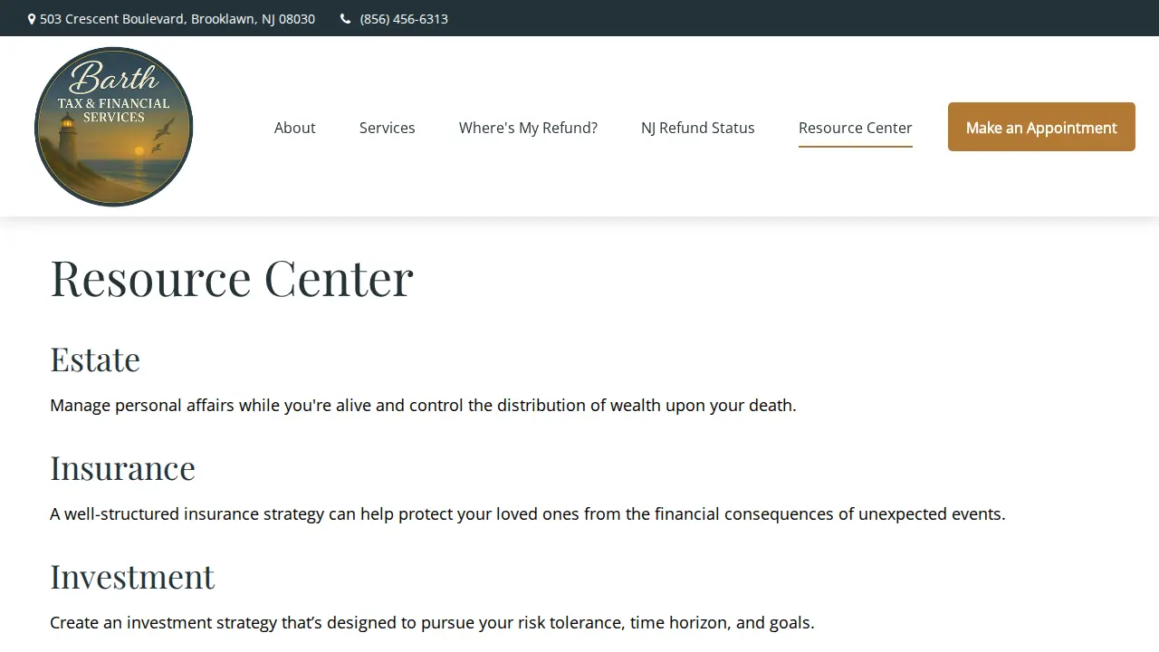 Barth Tax & Financial Services Inc page