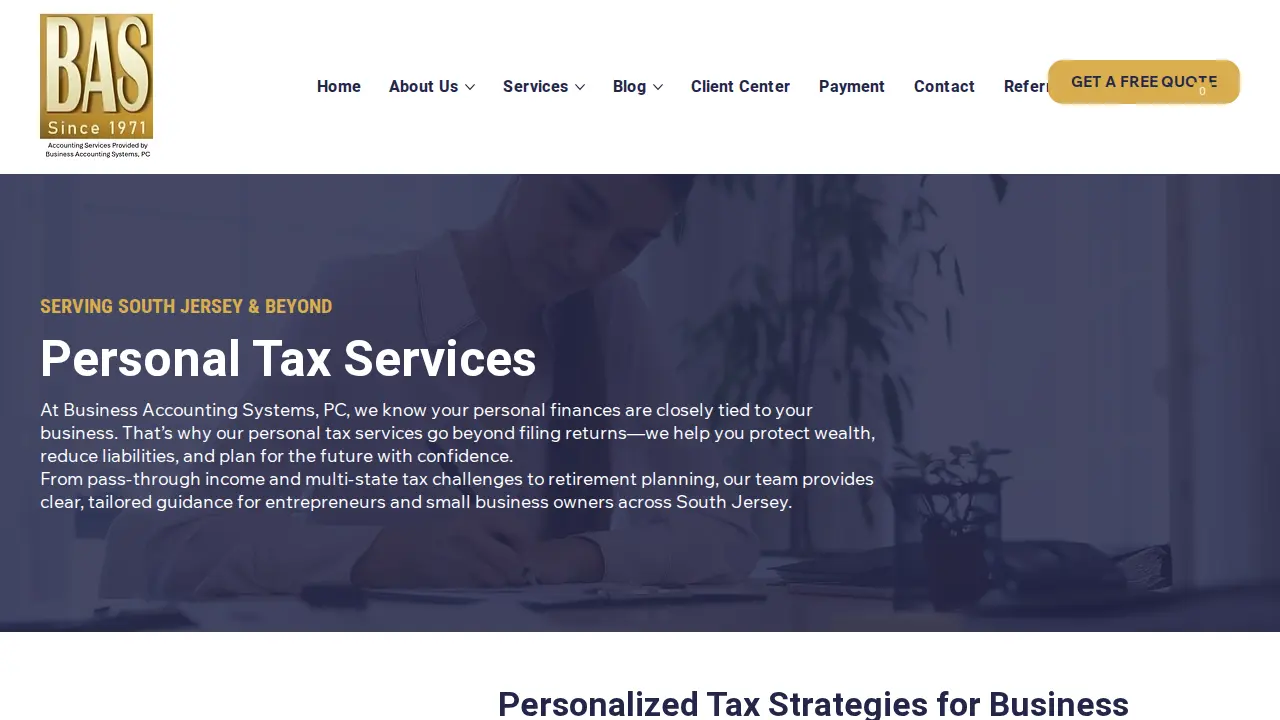 Business Accounting Systems, PC page