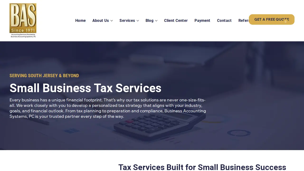 Business Accounting Systems, PC page