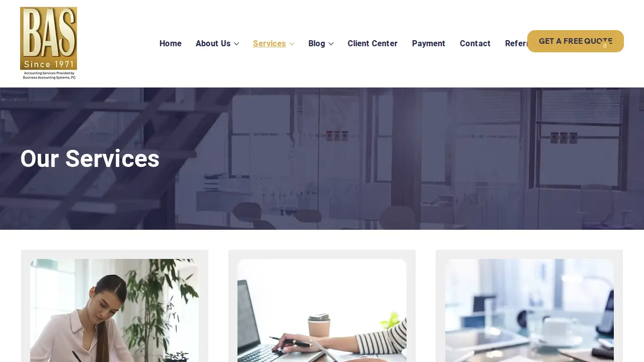 Business Accounting Systems, PC page