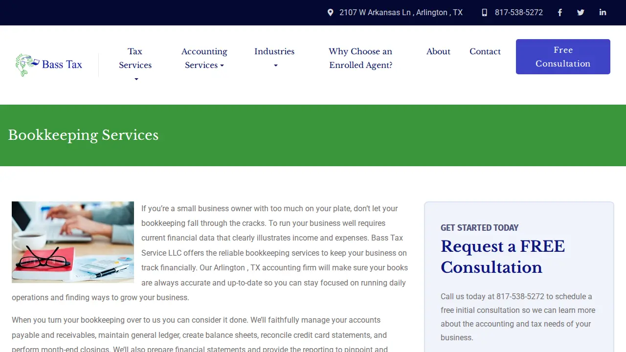 Bass Tax Service page