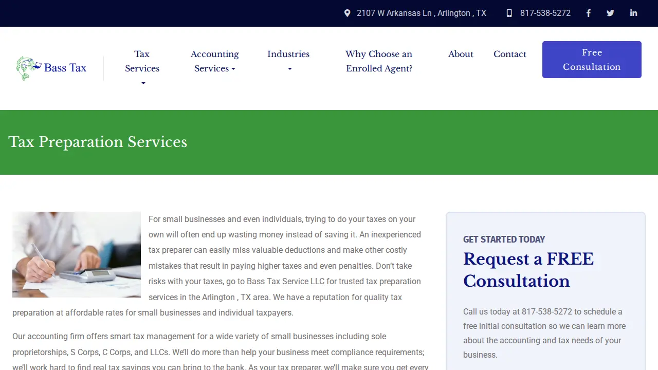 Bass Tax Service page