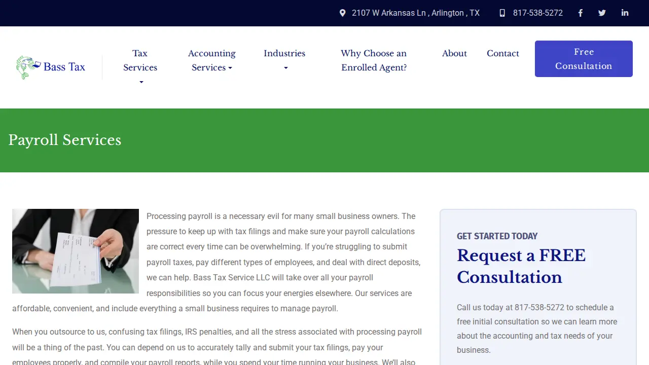 Bass Tax Service page